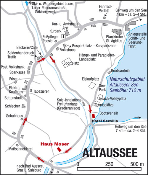 Lageplan zur Anreise Haus Moser in Altaussee